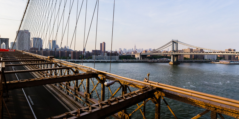 Manhattan Bridge from Brooklyn Bridge, New York